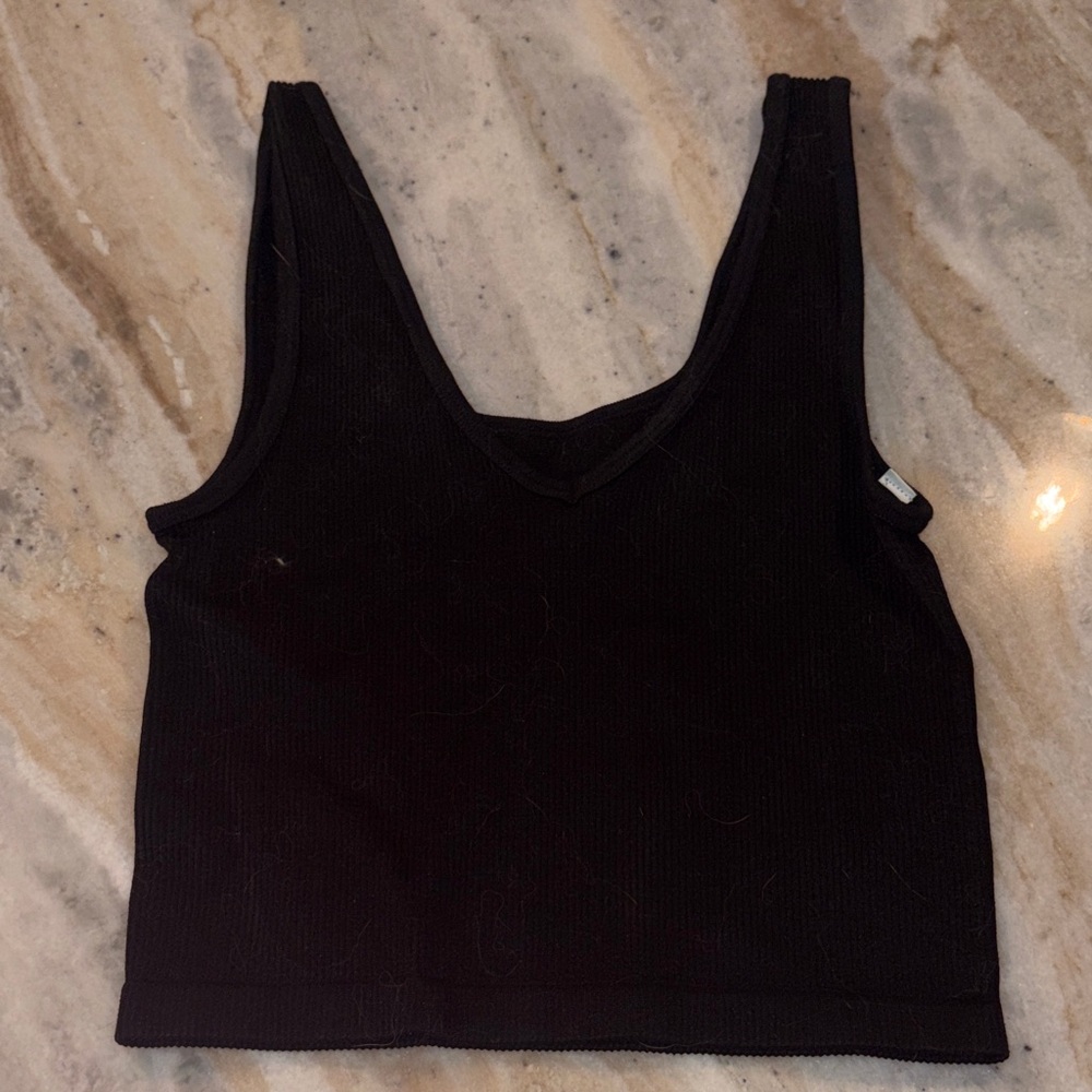Black Ribbed Tank Top